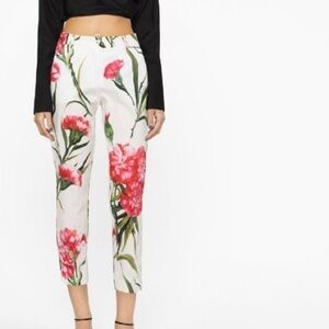 New Dolce & Gabbana Carnation-print cropped trousers Size 38